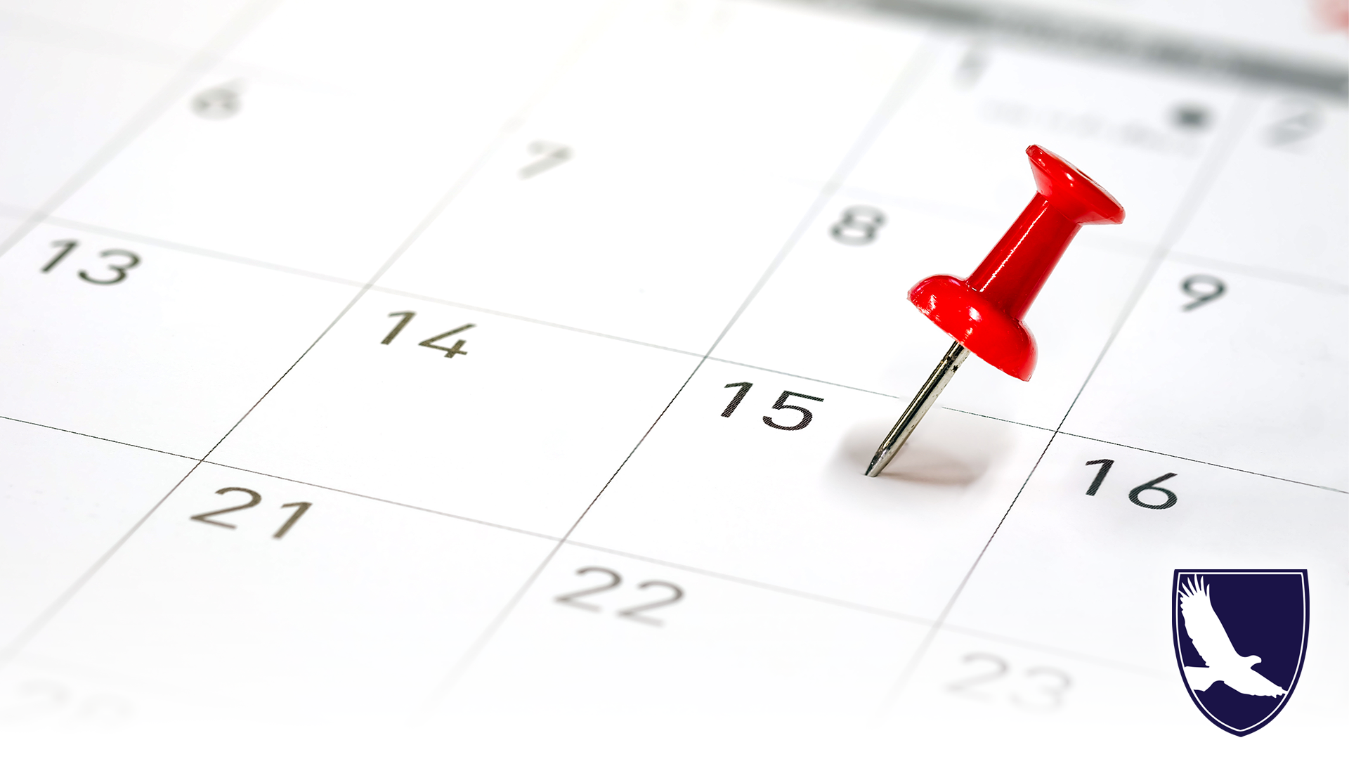 calendar with red pin on 15th day